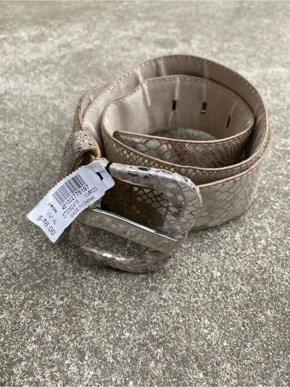 White House Black Market Metallic Faux Snakeskin Wide Waist Belt